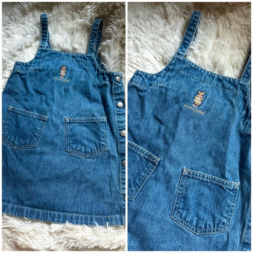 RARE 90’s Vintage Ralph Lauren bear stamp Denim Dress